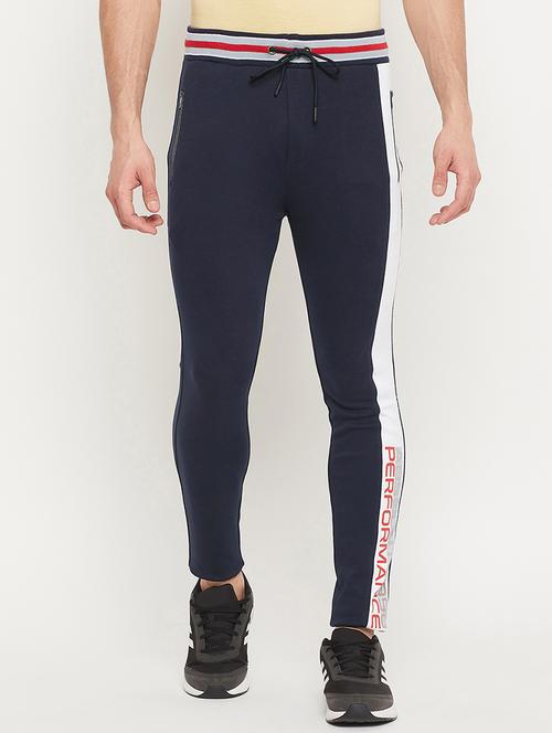 navy-blue printed full length track pant - 18404454 - Standard Image - 0