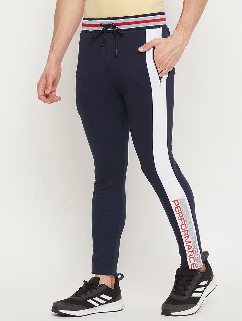 navy-blue printed full length track pant - 18404454 - Standard Image - 1