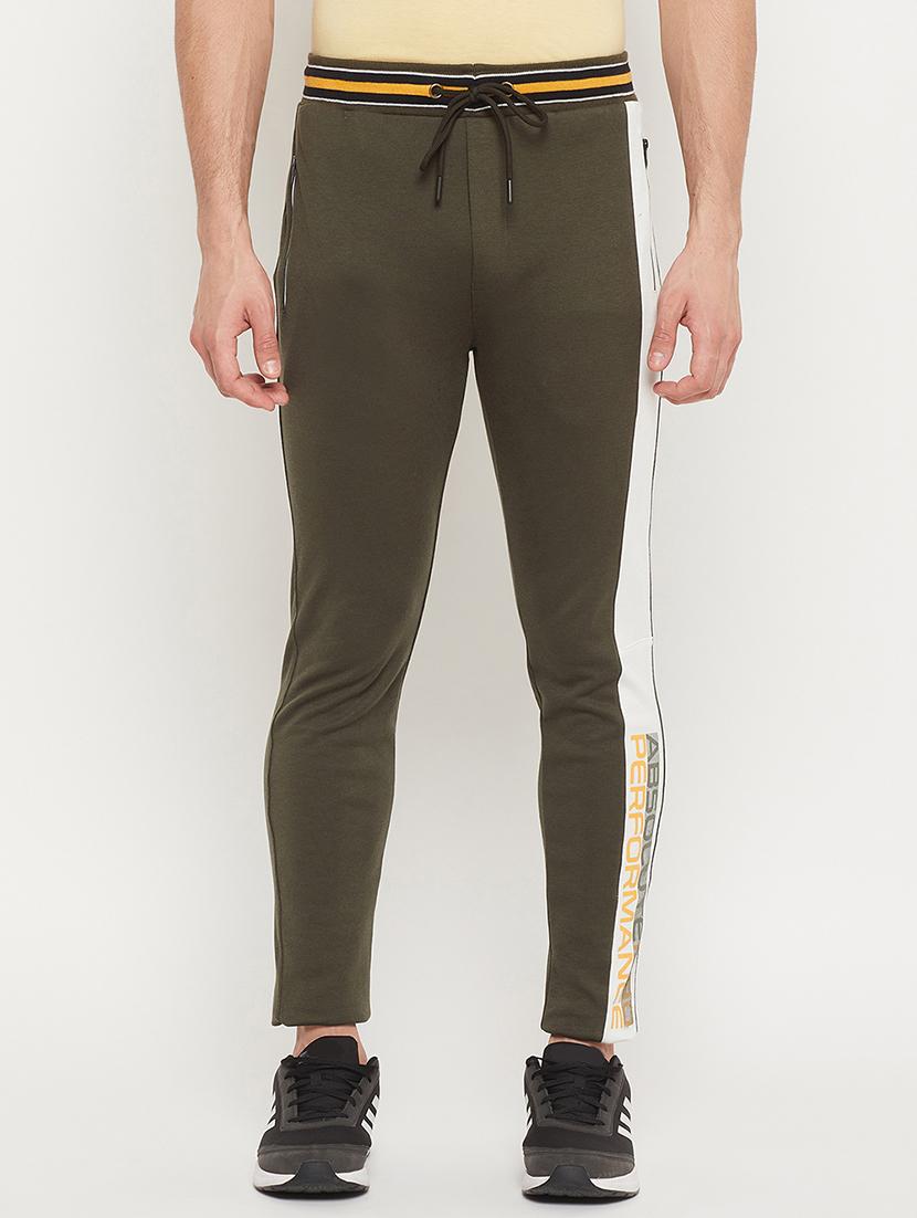 olive-green printed full length track pant - 18404455 - Zoom Image - 0