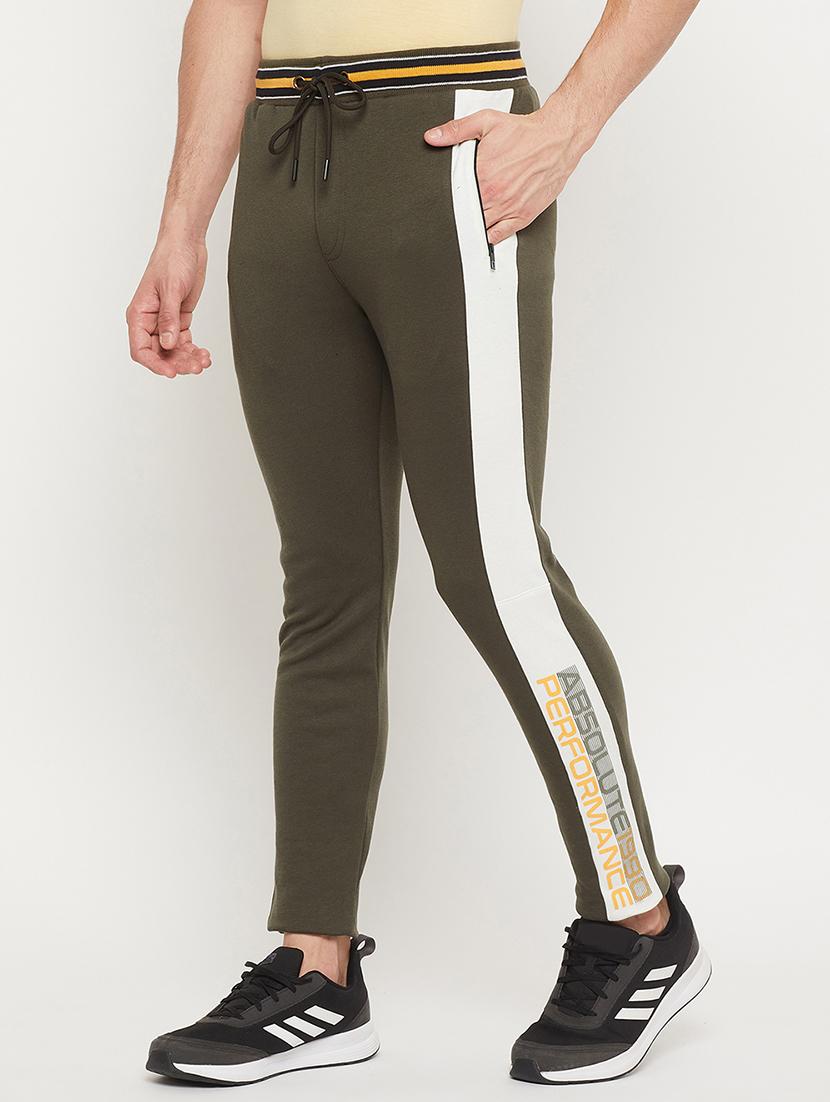olive-green printed full length track pant - 18404455 - Standard Image - 1