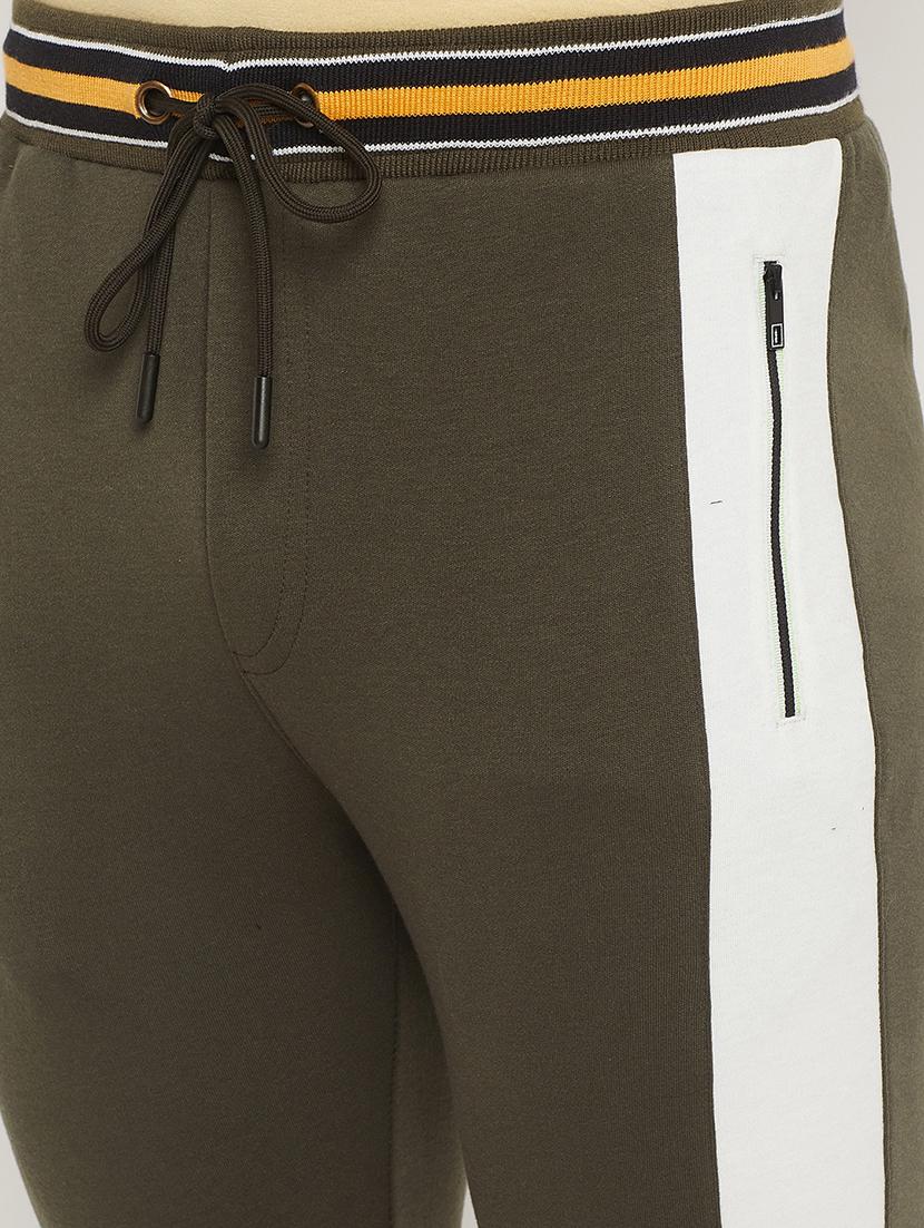 olive-green printed full length track pant - 18404455 - Standard Image - 4