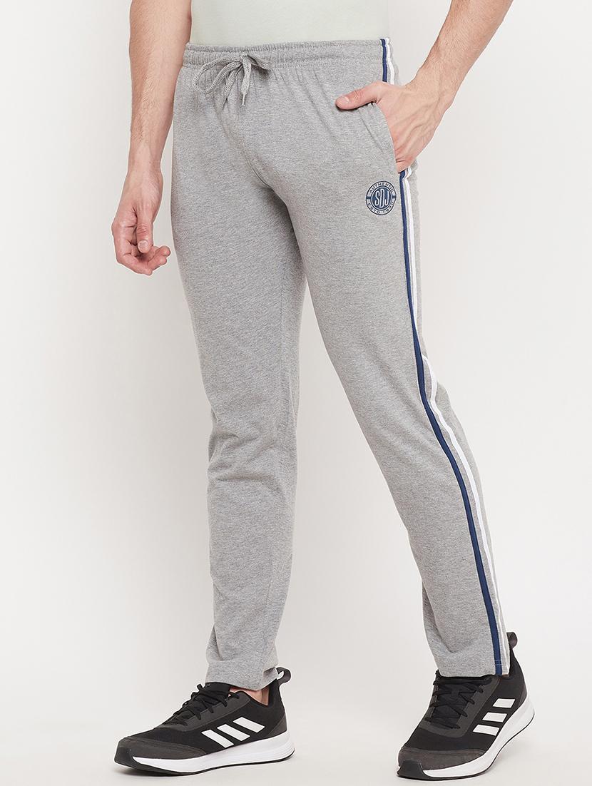 grey melange full length track pant - 18404463 - Standard Image - 1