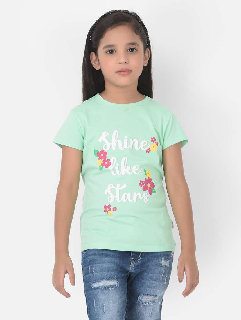 green printed regular tee