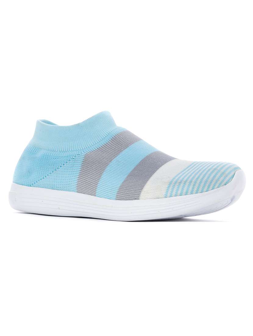 blue fabric slip on sports shoes