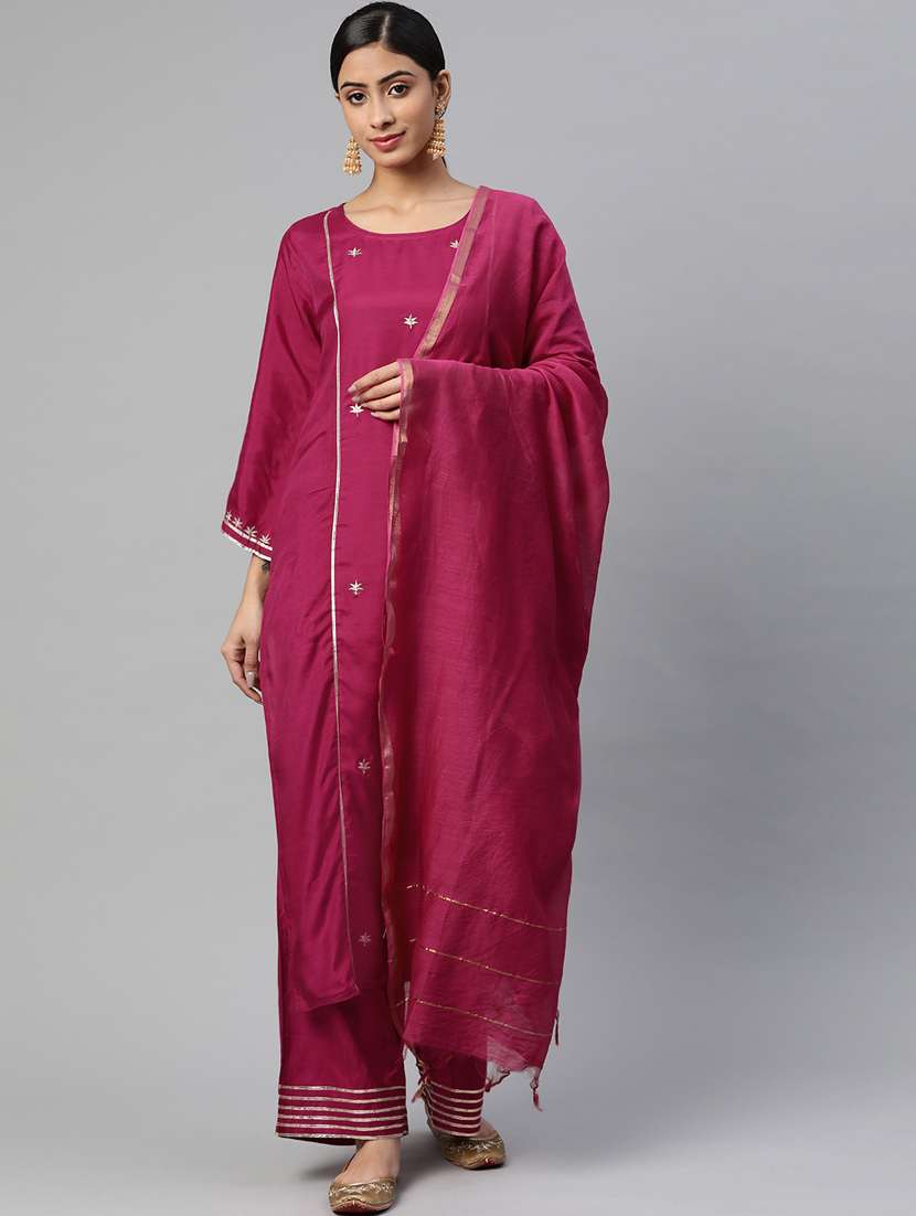fuchsia rayon suit  set