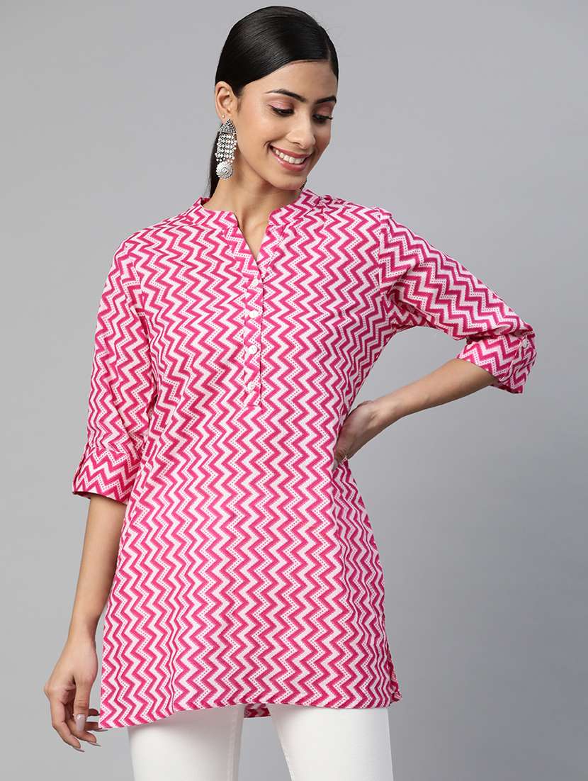 pink chevron straight kurti