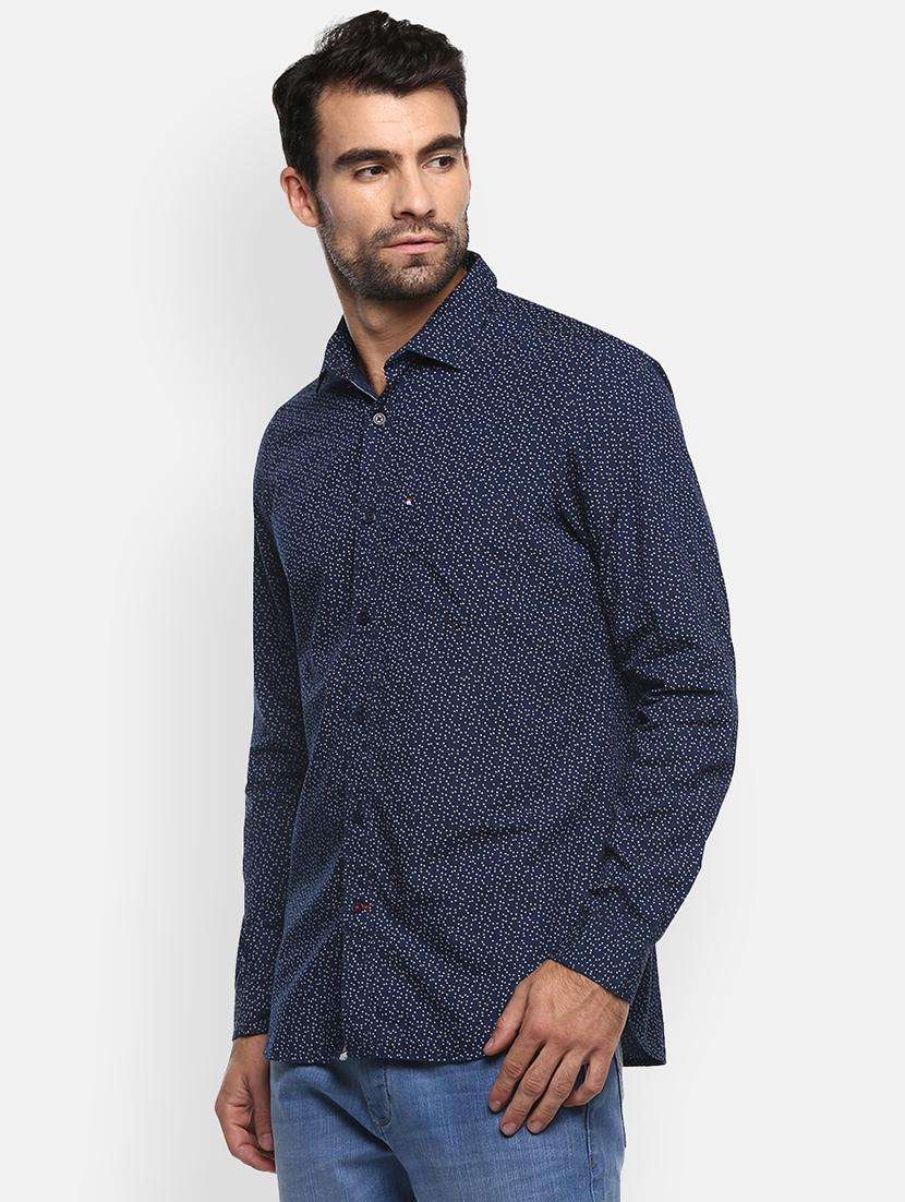 mens micro print casual shirt - 18405072 - Standard Image - 1