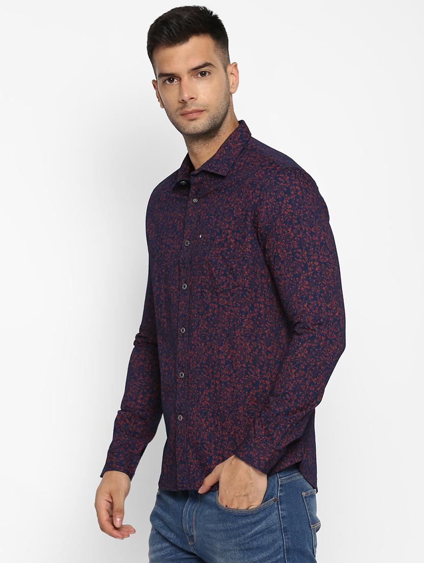 mens leaf print casual shirt - 18405075 - Standard Image - 1