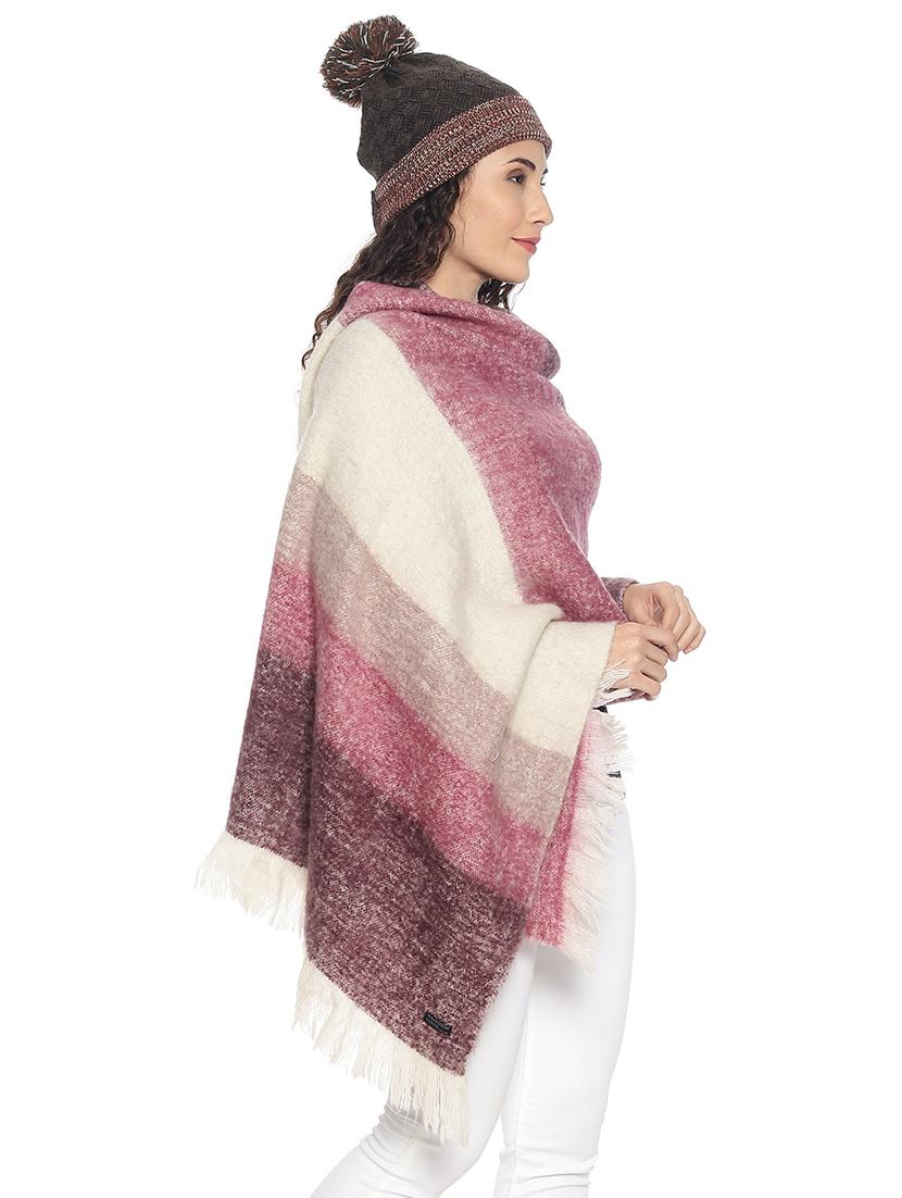 pink striped woolen shawl - 18405098 - Standard Image - 1