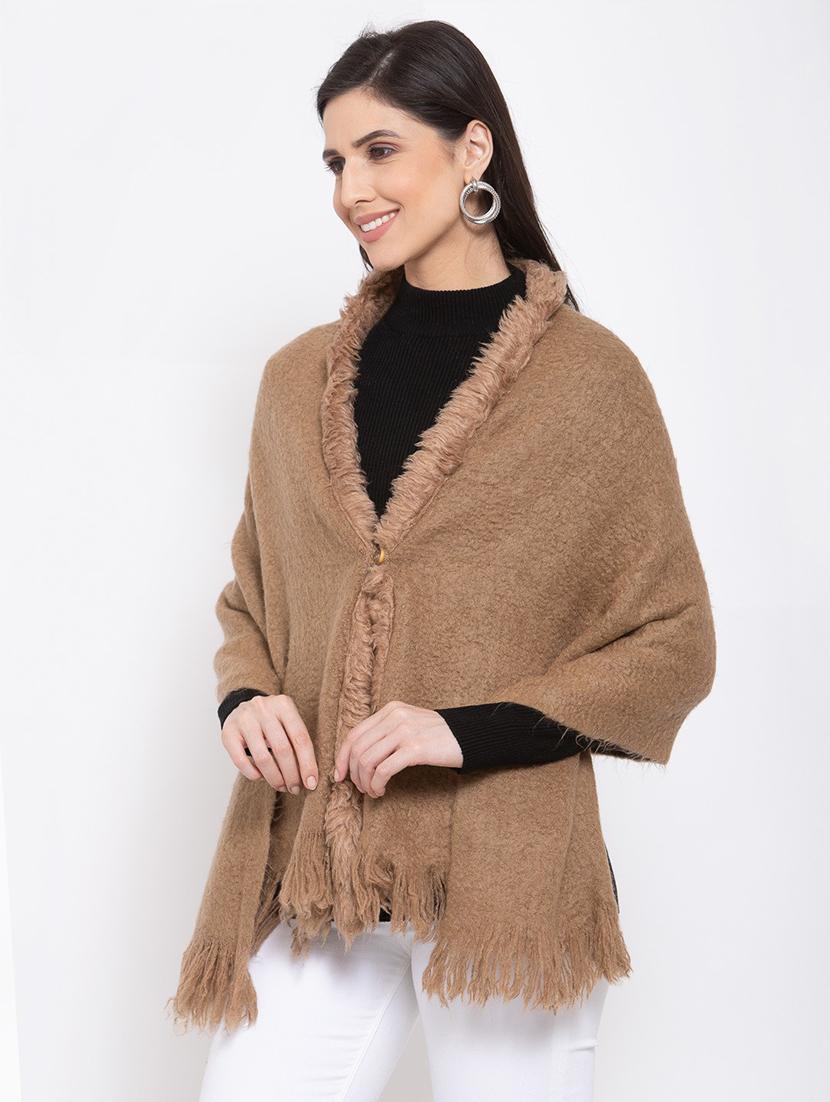 long sleeved woolen poncho - 18405112 - Standard Image - 1