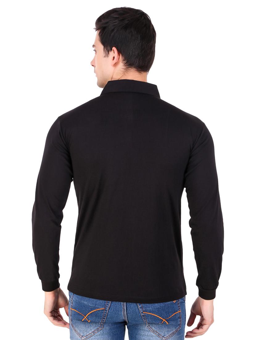 black solid polo t-shirt - 18405122 - Standard Image - 4