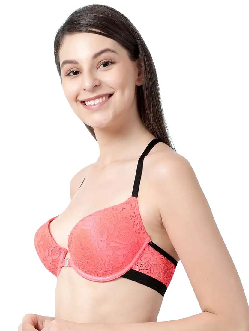 orange styled back front open bra - 18405433 -  Standard Image - 1