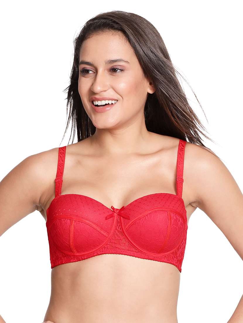 red laced balconette bra