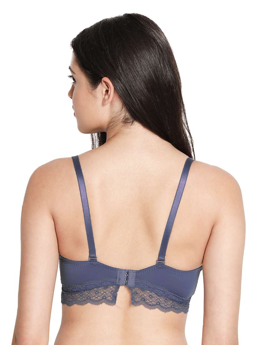 navy blue solid balconette bra - 18405447 -  Standard Image - 1