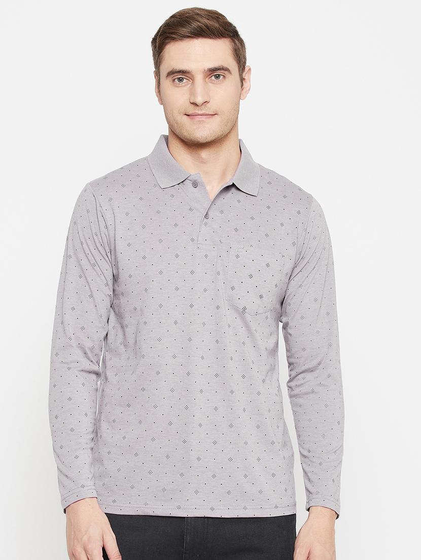 men grey printed regular fit polo t-shirt - 18405729 - Zoom Image - 0