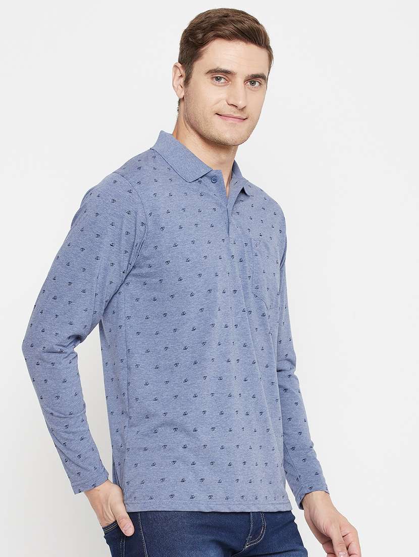 light blue printed polo t-shirt - 18405732 -  Standard Image - 1