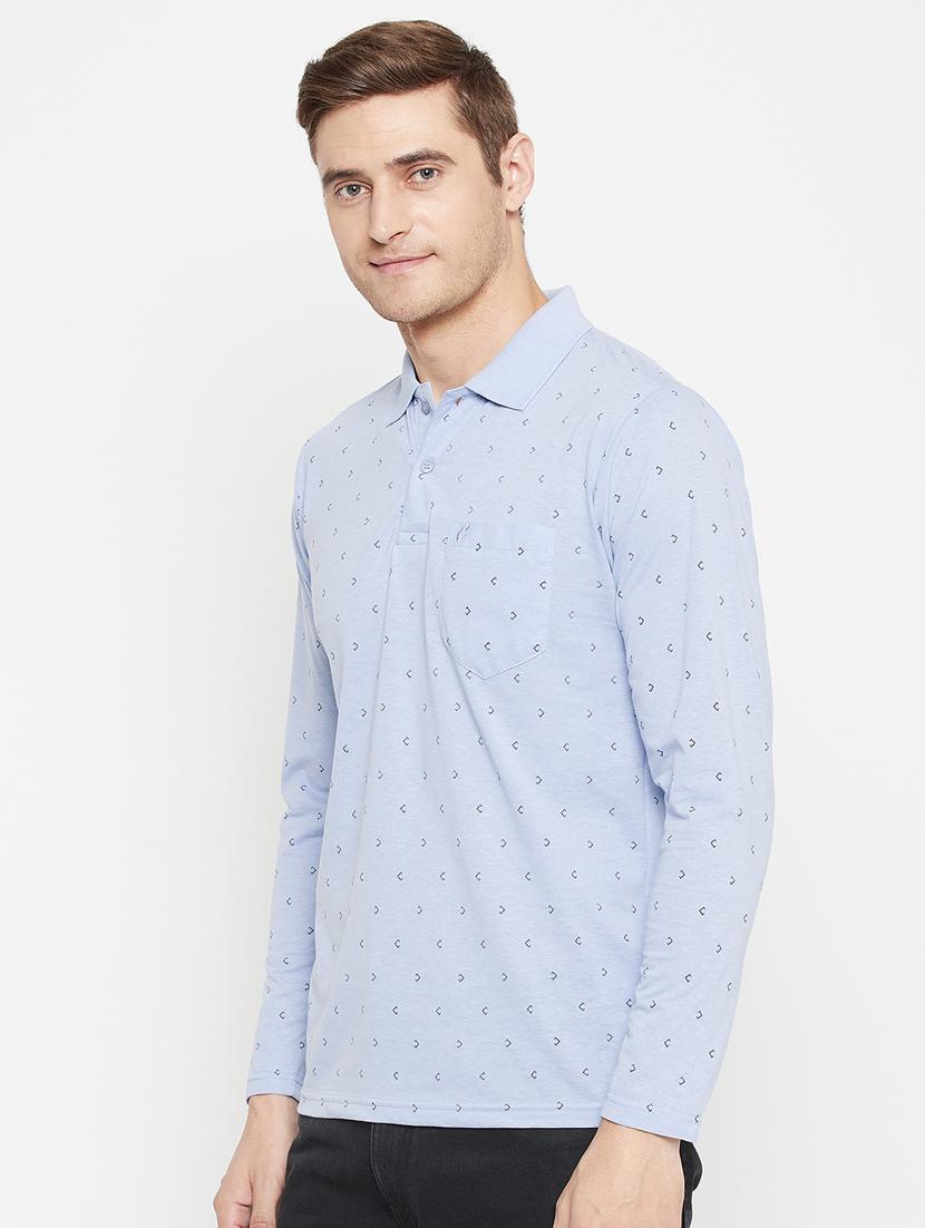 light blue printed polo t-shirt - 18405733 - Standard Image - 1