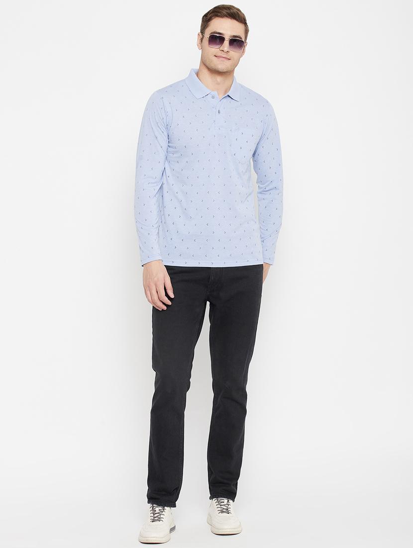 light blue printed polo t-shirt - 18405733 - Standard Image - 4