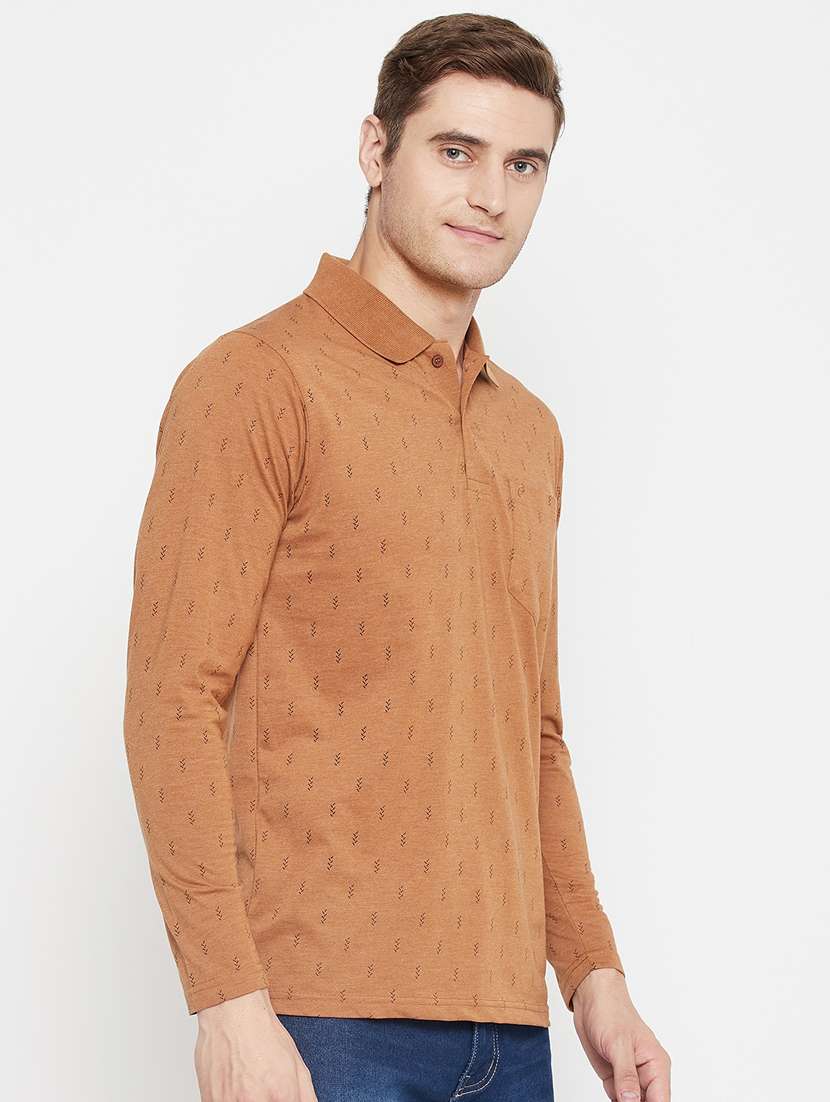 men bronze regular fit printed polo t-shirt - 18405734 -  Standard Image - 1