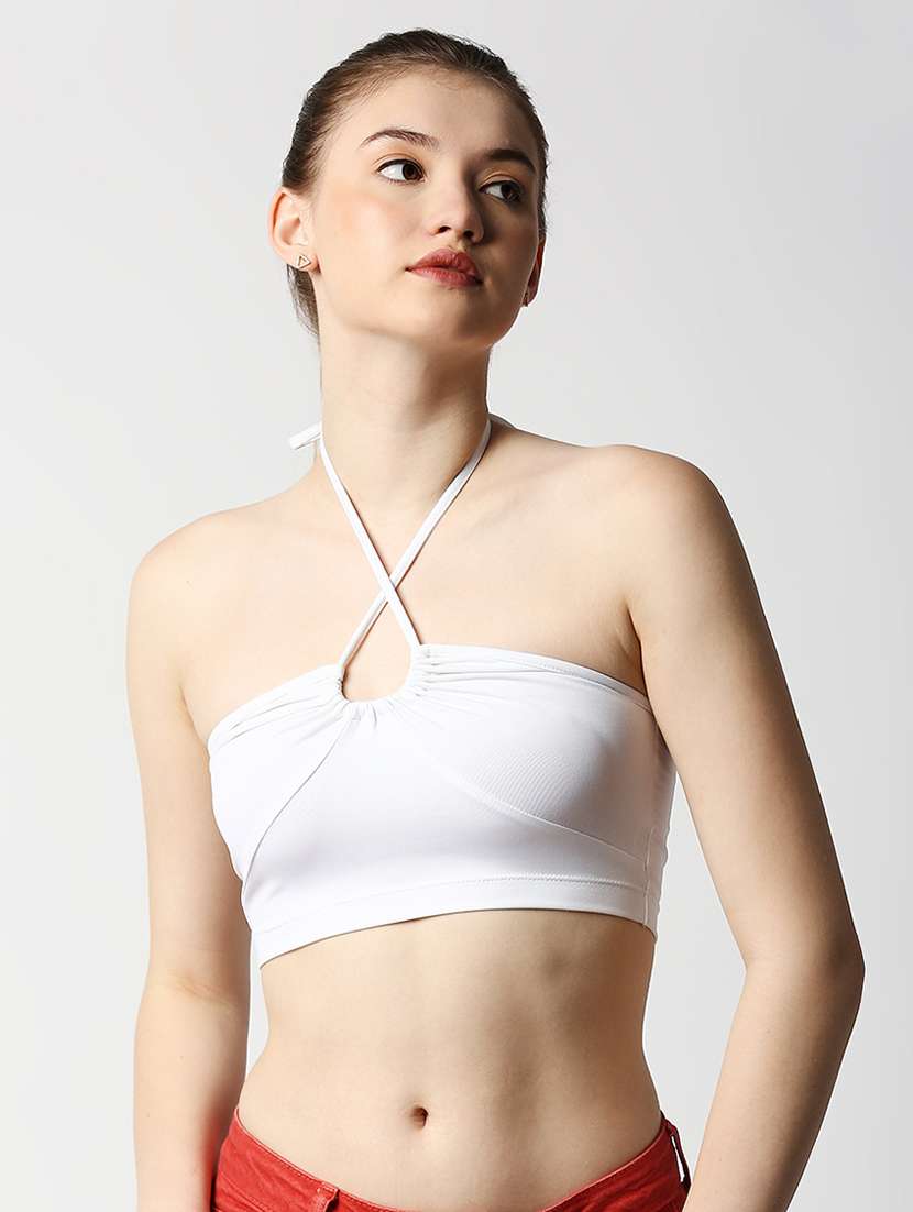 women's crop halter neck top