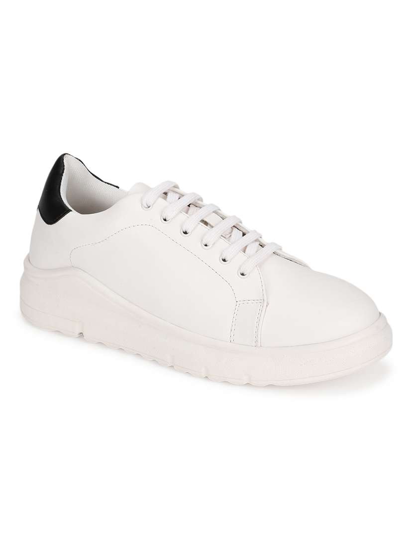 white pu laceup casual shoes