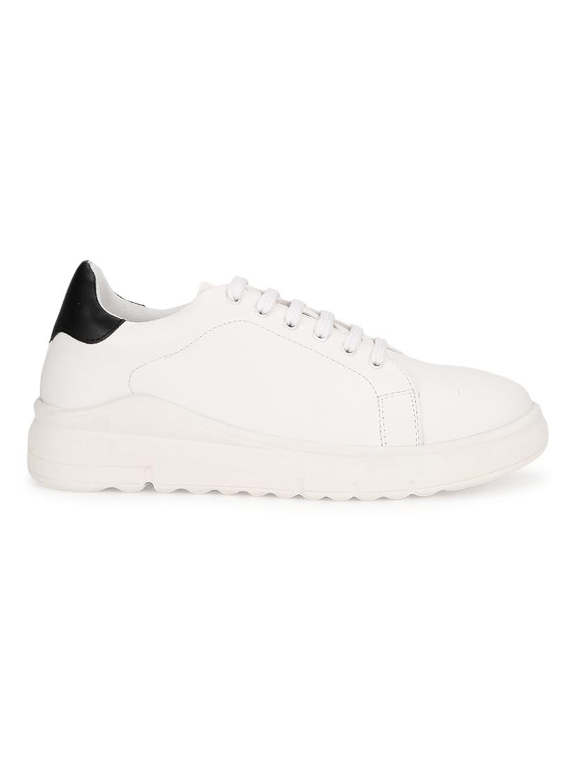 white pu laceup casual shoes - 18405929 - Standard Image - 1