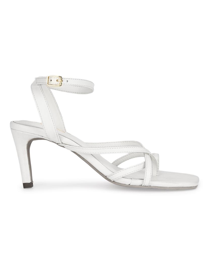 white pu ankle strap sandals - 18405952 -  Standard Image - 1
