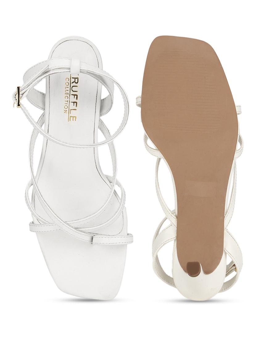 white pu ankle strap sandals - 18405952 -  Standard Image - 4