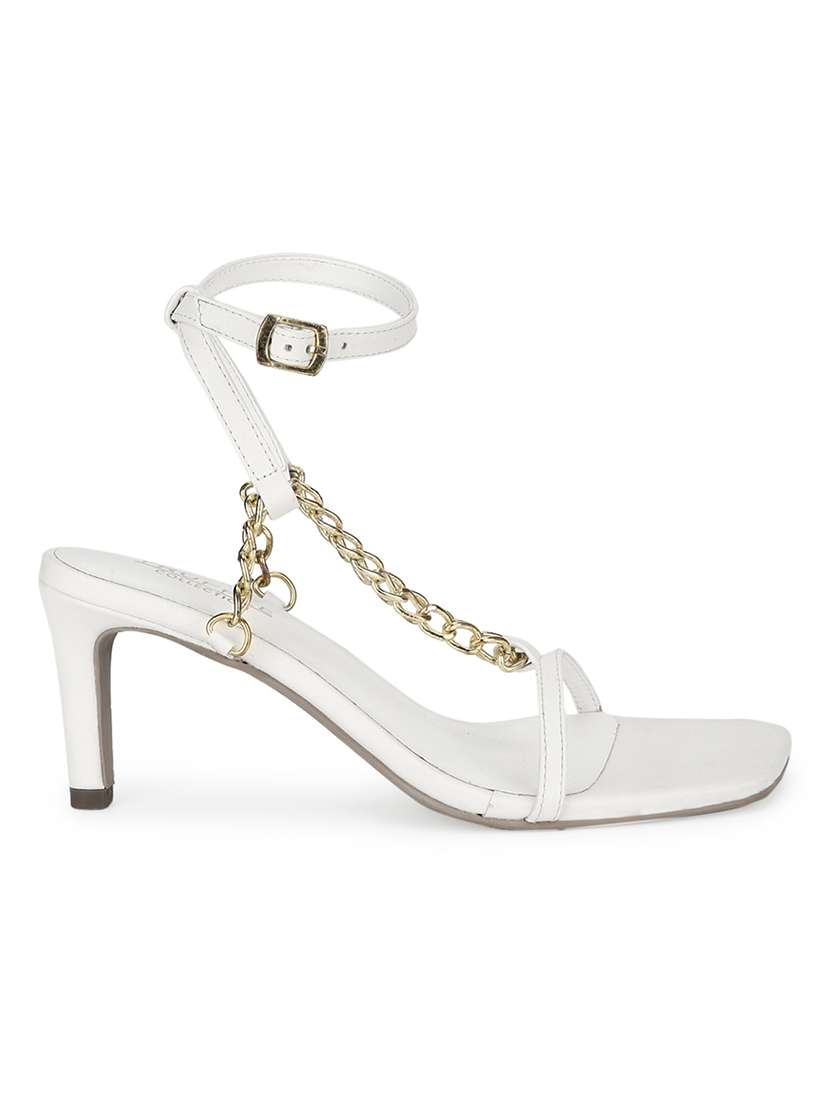 white pu ankle strap sandals - 18405954 -  Standard Image - 1