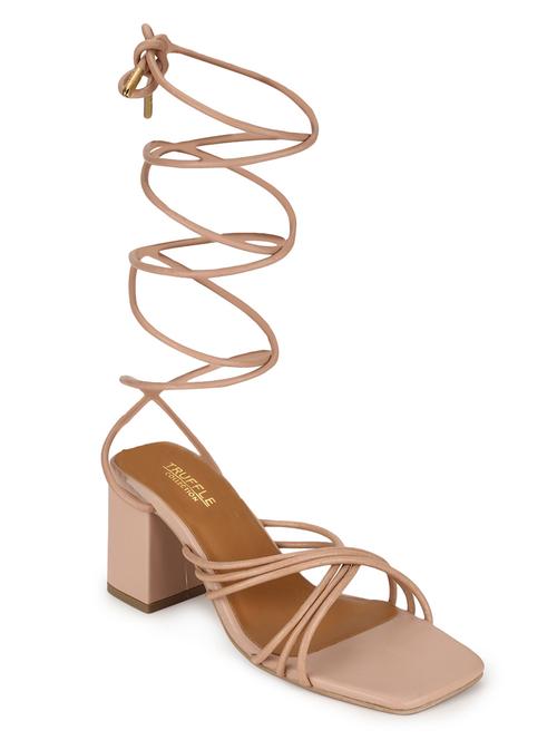nude pu laceup sandals - 18405958 - Standard Image - 0