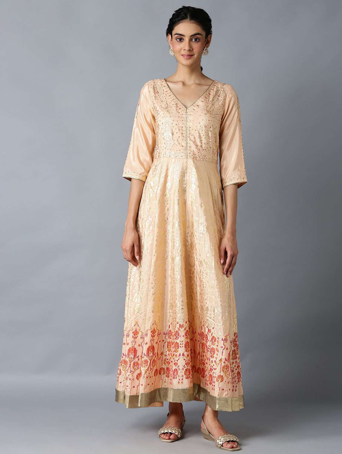 floral flared ethnic dress