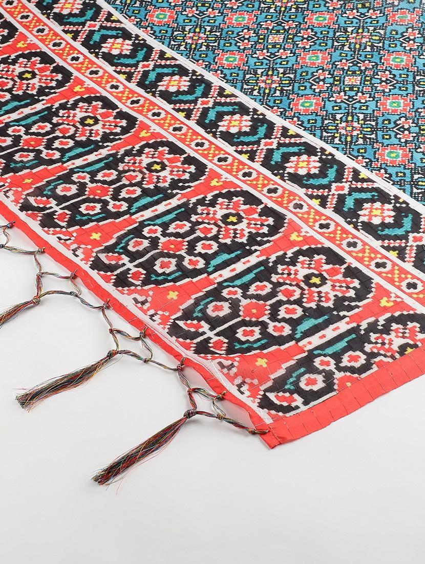 turquoise cotton blend dupatta - 18406301 - Standard Image - 1