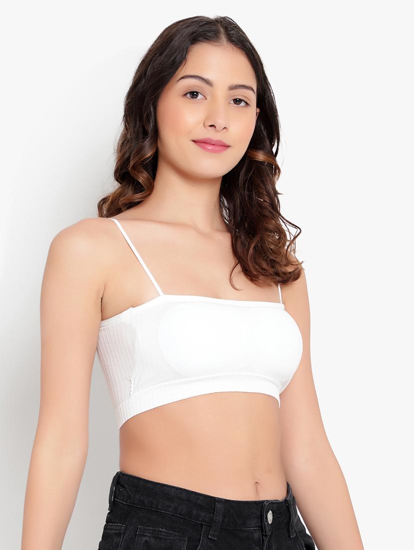 white solid bralette bra - 18406655 - Standard Image - 1