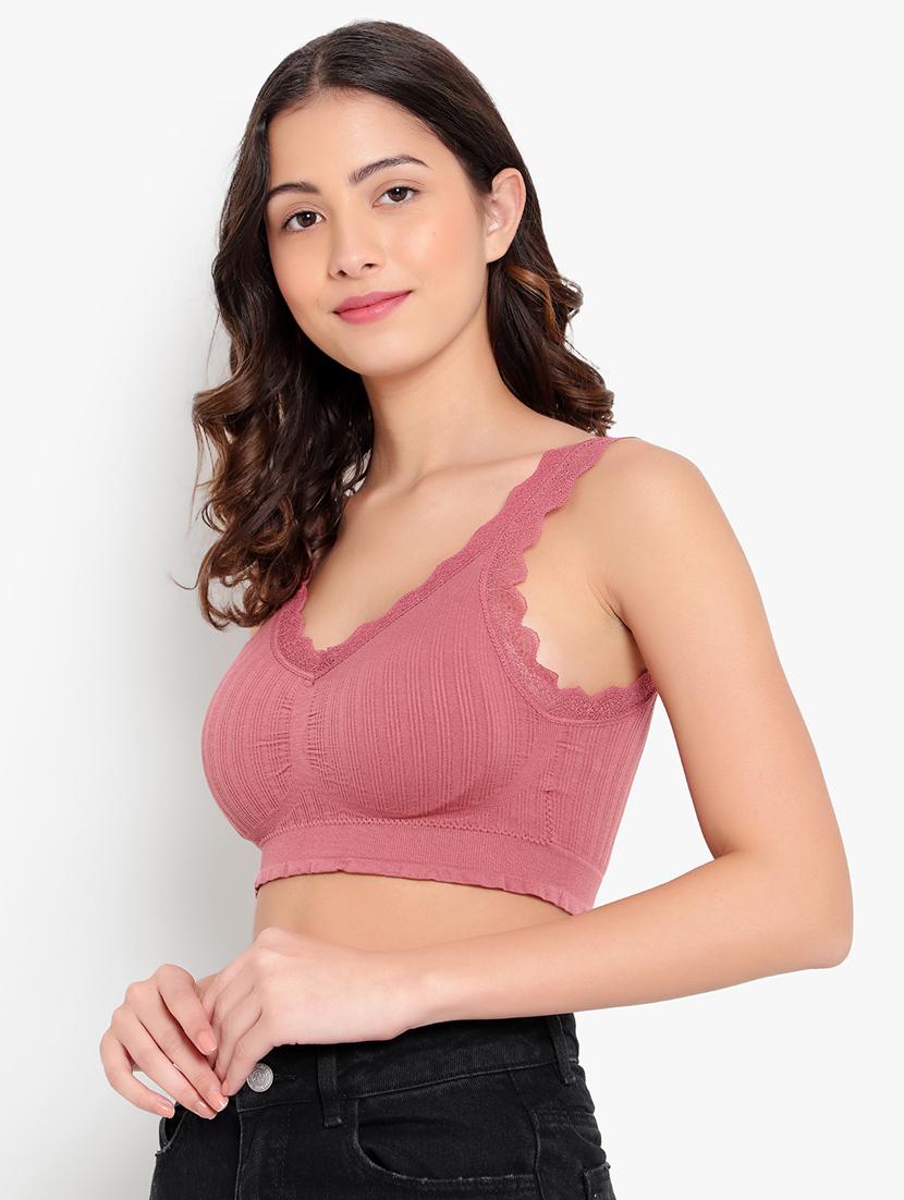 pink solid bralette bra - 18406662 -  Standard Image - 1