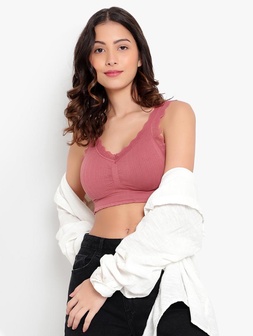 pink solid bralette bra - 18406662 - Standard Image - 4