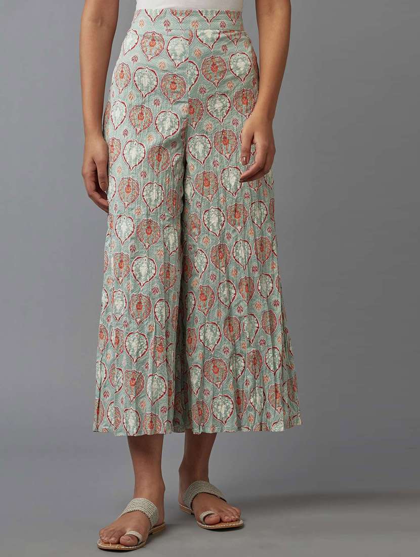 high rise printed flared palazzo