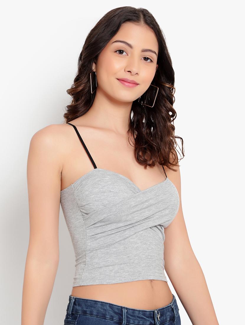 grey solid bralette bra - 18406746 -  Standard Image - 1