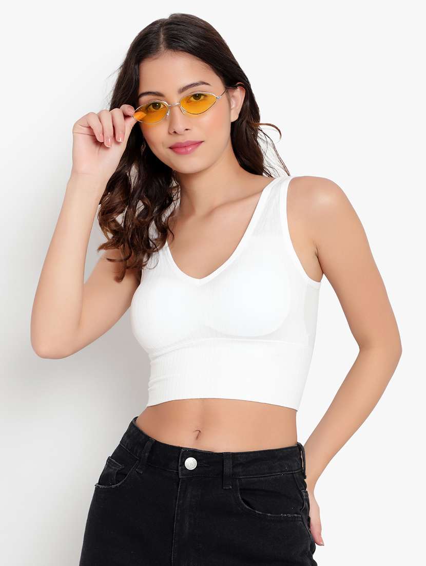 white solid bralette bra  - 18406749 -  Standard Image - 1