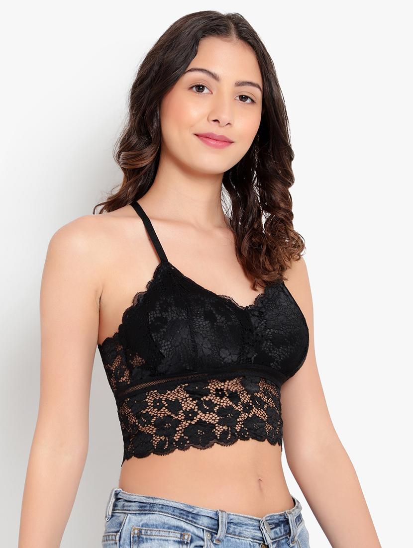 black solid bralette bra - 18406751 - Standard Image - 1