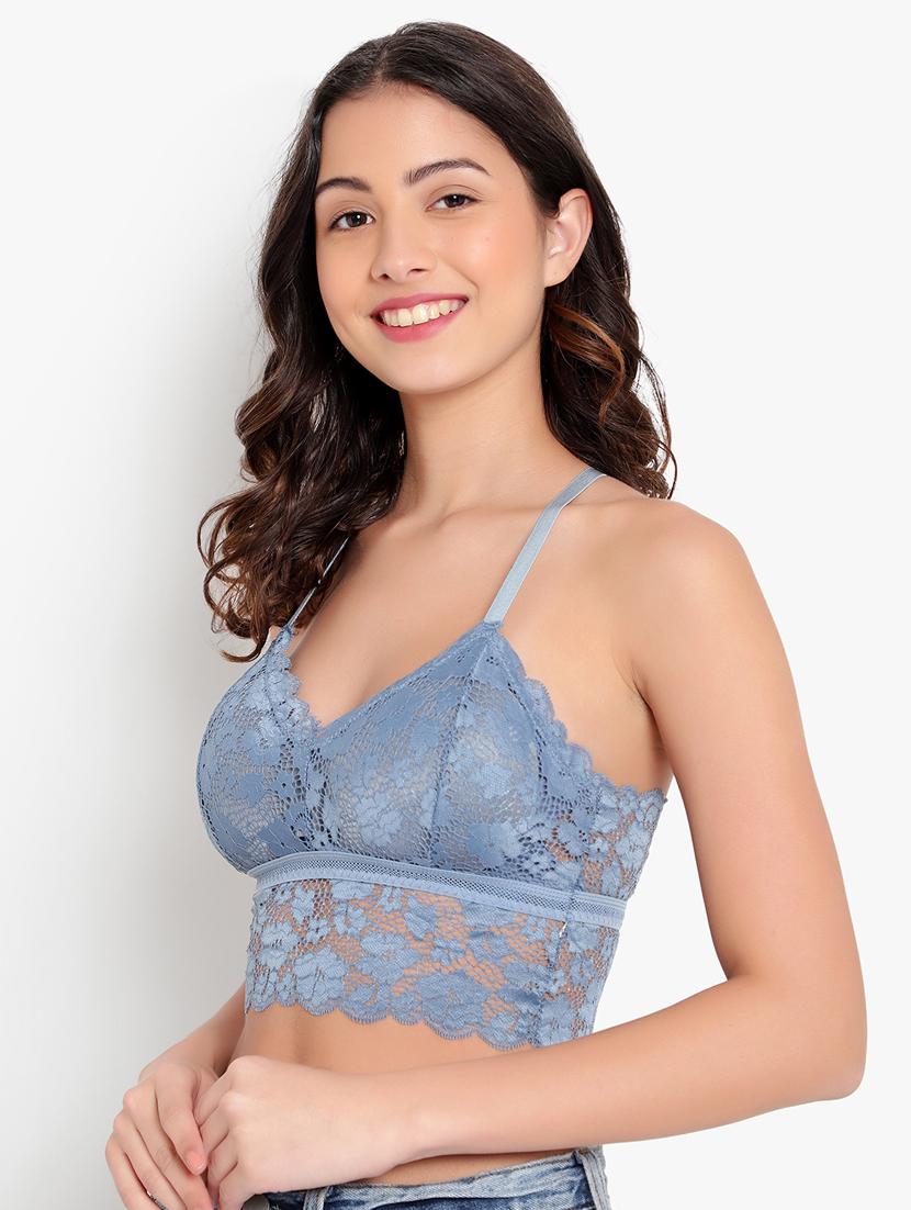 blue solid bralette bra - 18406752 - Standard Image - 1