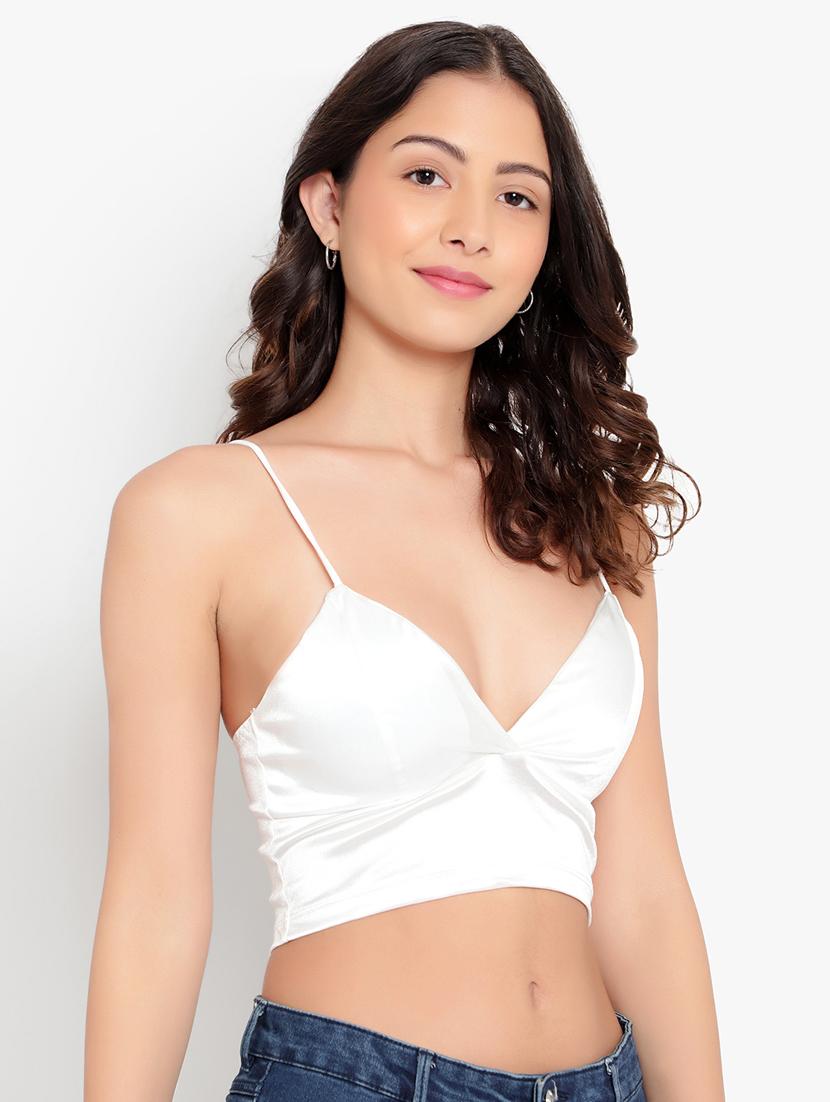 white solid bralette bra - 18406753 - Standard Image - 1