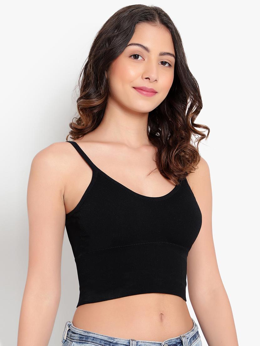 black solid bralette bra - 18406755 - Standard Image - 1
