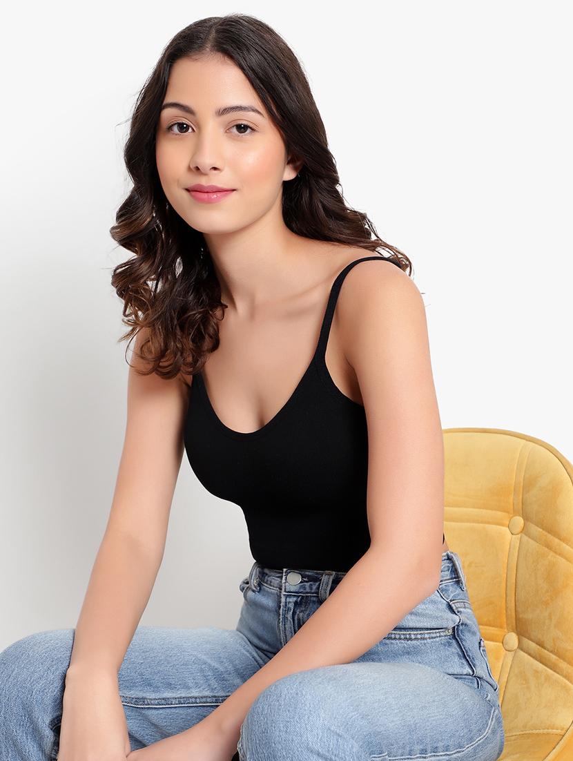 black solid bralette bra - 18406755 - Standard Image - 4