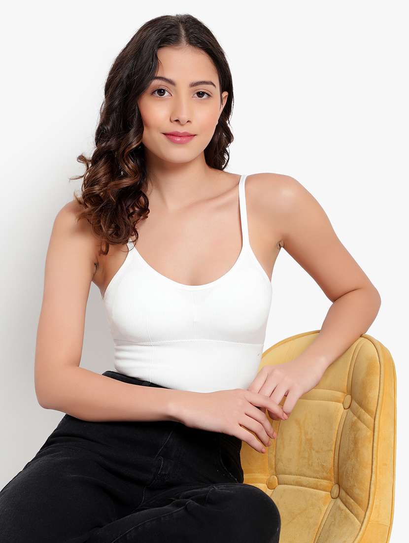 white solid bralette bra - 18406757 - Standard Image - 4