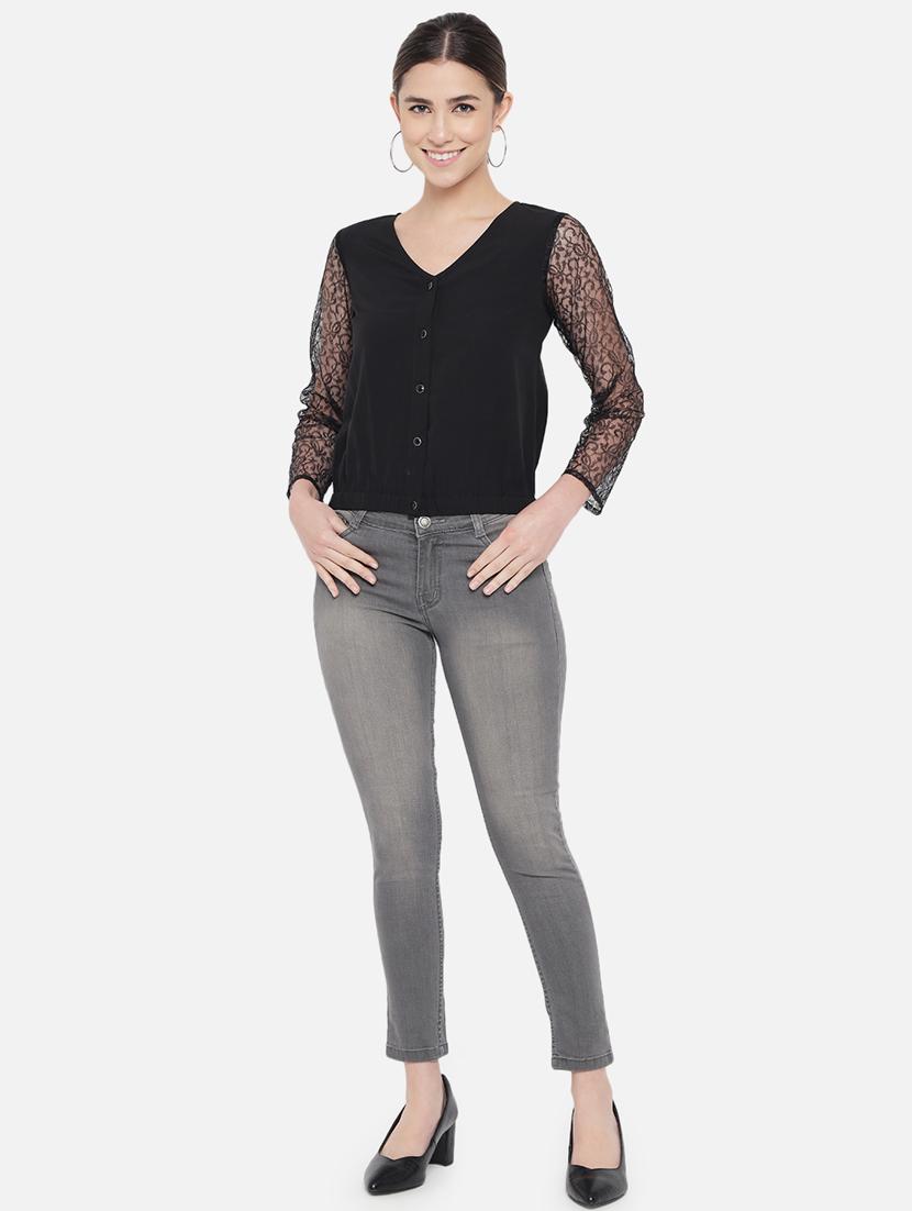 women's straight v neck top - 18407250 - Standard Image - 4
