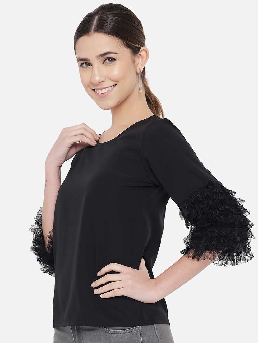 black solid regular top - 18407253 - Standard Image - 1