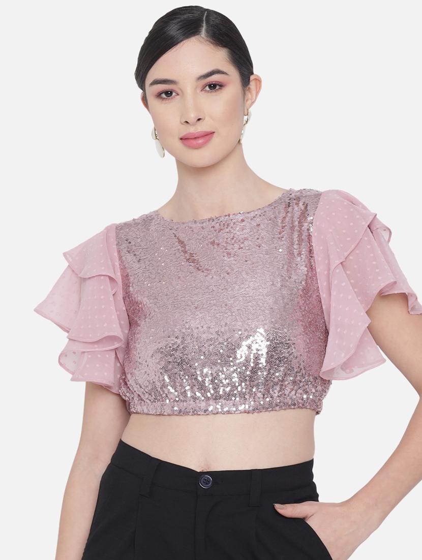 women's crop round neck top - 18407263 -  Zoom Image - 0