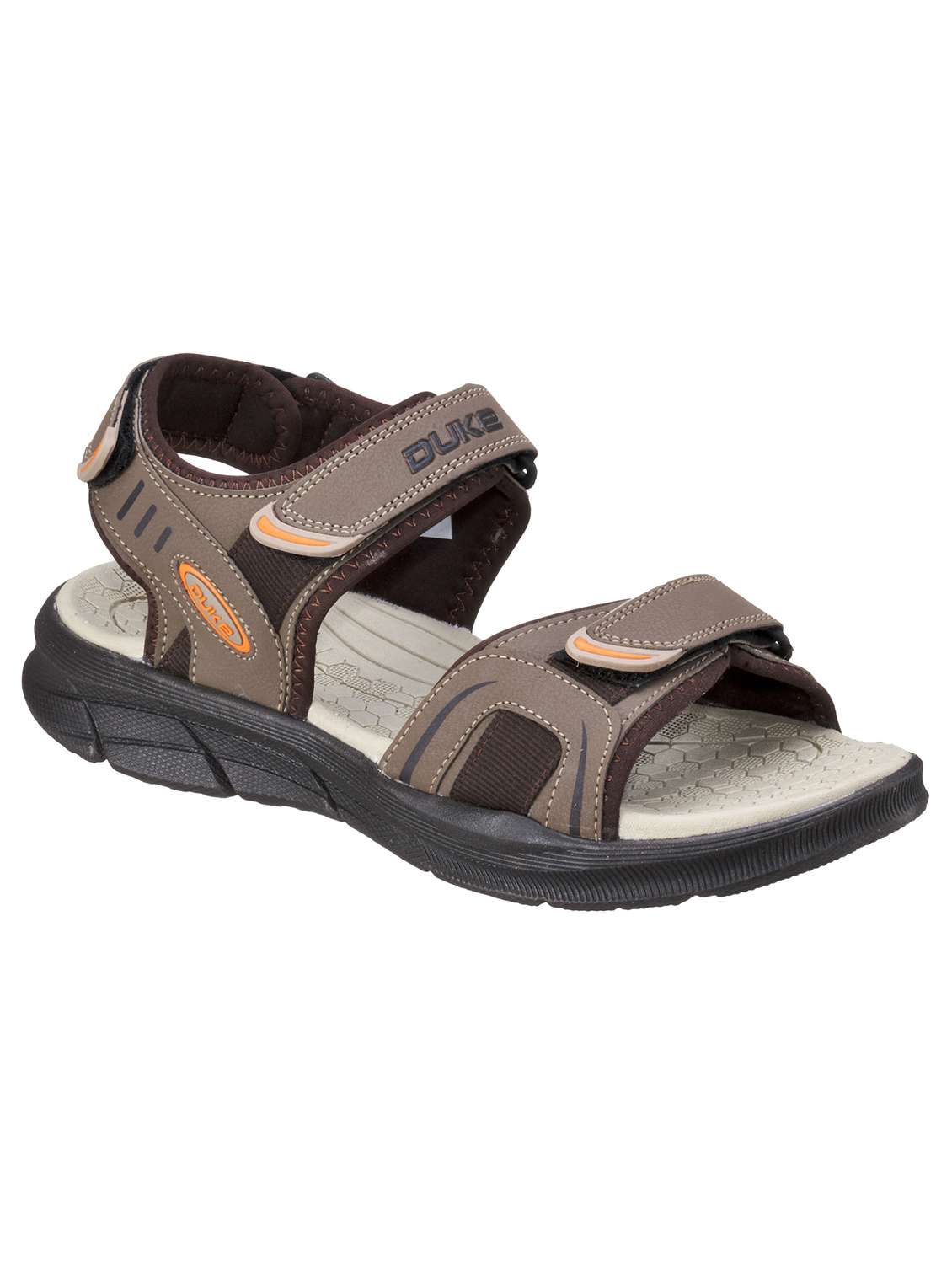brown synthetic & mesh back strap floaters
