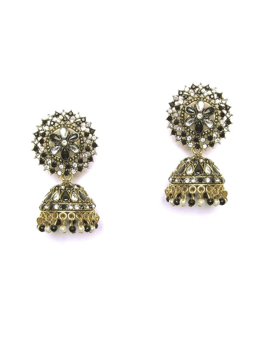 multi colored brass jhumka earring