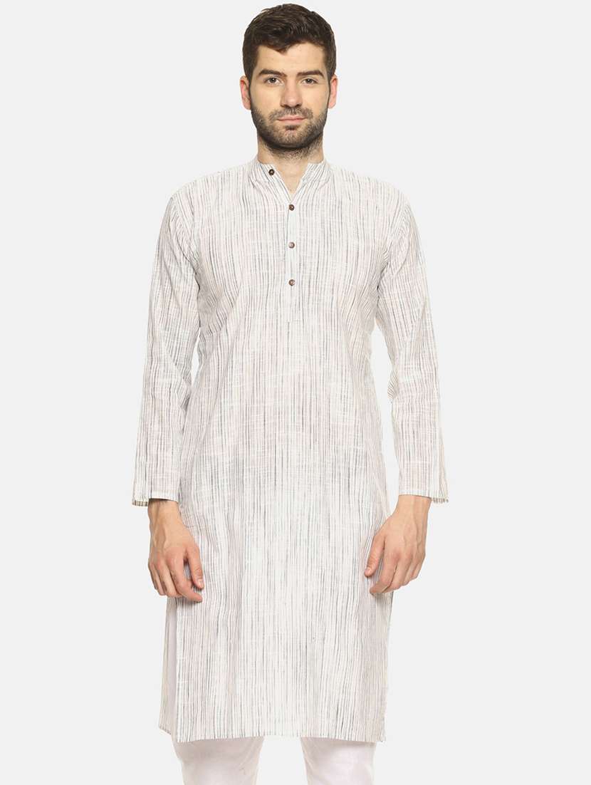 white printed long kurta